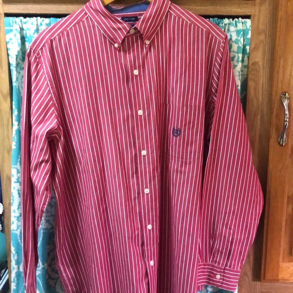 Chaps‎ Red and White Casual Button Down Shirt